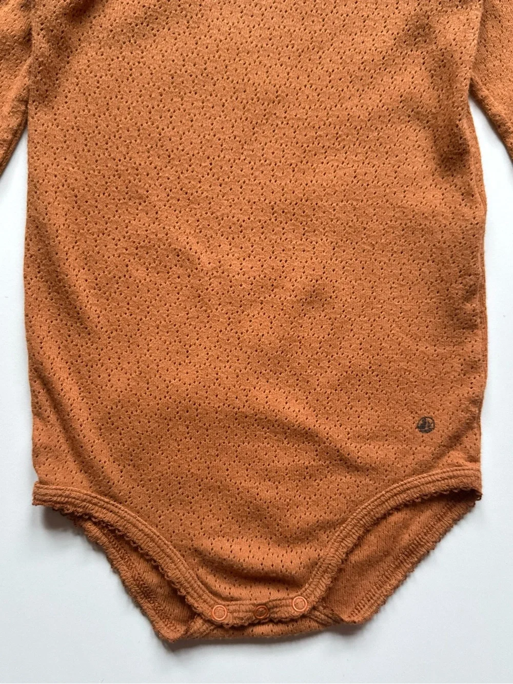 Petit Bateau Baby Long-Sleeved Openwork Bodysuit, ECUREUIL brown - Size 24M